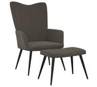 Vidaxl Chaise De Relaxation Avec Repose-Pied Gris Foncé Velours Gris