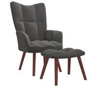 Vidaxl Chaise De Relaxation Avec Repose-Pied Gris Foncé Velours Gris