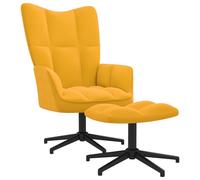 Vidaxl Chaise De Relaxation Avec Repose-Pied Jaune Moutarde Velours Jaune