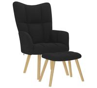 vidaXL Chaise de relaxation avec repose-pied Noir Tissu, chaise, fauteuil relax, fauteuil relax en tissu, chaise de salon, 4016780