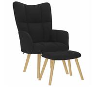 vidaXL Chaise de Relaxation avec Repose-Pied Noir Tissu, Chaise, Fauteuil Relax, Fauteuil Relax en Tissu, Chaise de Salon, Chaise en Tissu