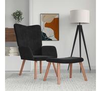 vidaXL Fauteuil de relaxation avec repose-pied Noir en velours