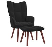 Vidaxl Chaise De Relaxation Avec Repose-Pied Noir Velours Noir