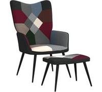 vidaXL Chaise de relaxation avec repose-pied Patchwork Tissu Multicolore G