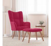 vidaXL Chaise de relaxation Fauteuil de détente avec repose-pied Velours Rouge bordeaux