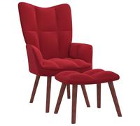 Vidaxl Chaise De Relaxation Avec Repose-Pied Rouge Bordeaux Velours Rouge