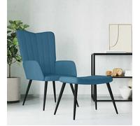 vidaXL Chaise de relaxation avec tabouret Bleu Velours