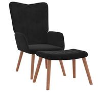 vidaXL Fauteuil de relaxation avec repose-pied Noir en velours