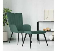 Vidaxl Chaise De Relaxation Avec Tabouret Vert Foncé Velours Vert