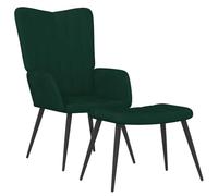 vidaXL Chaise de relaxation avec tabouret Vert foncé Velours