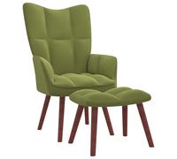 Vidaxl Chaise De Relaxation Avec Repose-Pied Vert Clair Velours Vert