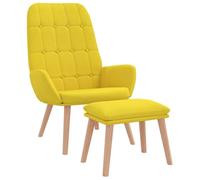 vidaXL Chaise de relaxation avec repose-pieds, jaune clair, en tissu
