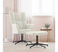 vidaXL Chaise de relaxation avec tabouret Blanc crème Velours