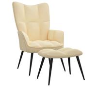 Vidaxl Chaise De Relaxation Avec Tabouret Blanc Crème Velours Blanc