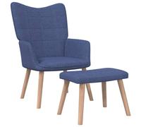 vidaXL Chaise de relaxation avec tabouret Bleu Tissu