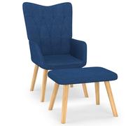 Relaxstoel met voetenbank tissu bleu