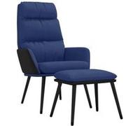 vidaXL Chaise de relaxation avec tabouret Bleu Tissu et similicuir Bleu G