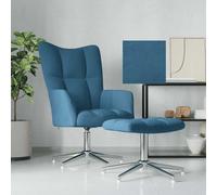 vidaXL Chaise de relaxation avec tabouret Bleu Velours