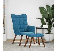 vidaXL Chaise de relaxation avec tabouret Bleu Velours, chaise, chaise de salon, fauteuil relax, chaise longue, siège de 4016831