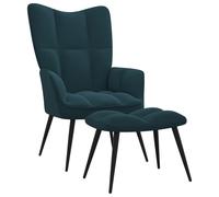 Vidaxl Chaise De Relaxation Avec Tabouret Bleu Velours Bleu