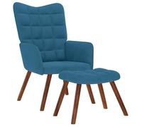 Relaxstoel met voetenbank velours bleu