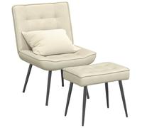 Vidaxl Chaise De Relaxation Avec Tabouret Crème Velours