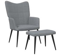 vidaXL Chaise de relaxation avec tabouret Gris clair Tissu