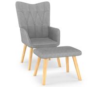 Vidaxl Chaise De Relaxation Avec Tabouret Gris Clair Tissu Gris