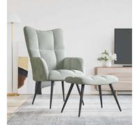 vidaXL Chaise de relaxation avec tabouret Gris clair Velours