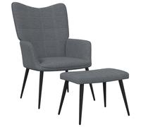 Vidaxl Chaise De Relaxation Avec Tabouret Gris Foncé Tissu Gris