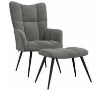 vidaXL Chaise de relaxation avec tabouret – Velours gris foncé