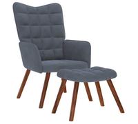 Relaxstoel met voetenbank velours gris foncé