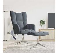Vidaxl Chaise De Relaxation Avec Repose-Pied Gris Foncé Velours Gris