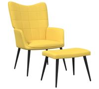 vidaXL Chaise de relaxation avec tabouret Jaune moutarde Tissu