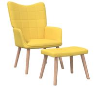 Vidaxl Chaise De Relaxation Avec Tabouret Jaune Moutarde Tissu Jaune