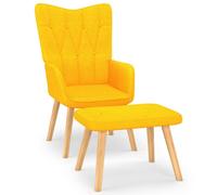Vidaxl Chaise De Relaxation Avec Tabouret Jaune Moutarde Tissu Jaune