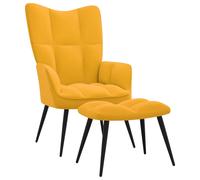 Vidaxl Chaise De Relaxation Avec Tabouret Jaune Moutarde Velours Jaune