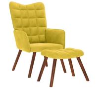 vidaXL Chaise de relaxation avec tabouret jaune velours, chaise, chaise de salon, fauteuil relax, chaise longue, siège de 4016828