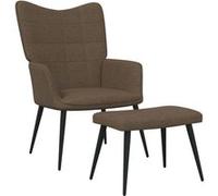 vidaXL Chaise de relaxation et tabouret 62x68,5x96 cm Marron Tissu Marron