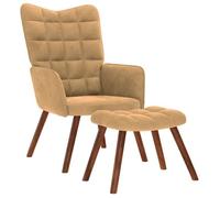 vidaXL Chaise de Relaxation avec Tabouret Marron Velours, Chaise, Chaise de Salon, Fauteuil Relax, Chaise Longue, siège de Salon, Chaise en Velours