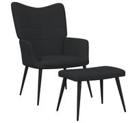 Chaise de Relaxation et Tabouret Fauteuil avec Repose-pied Chaise de Salon Salle de Séjour Maison Intérieur 61x70x96,5 cm Noir Tissu