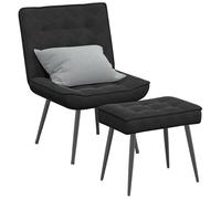 vidaXL Chaise de relaxation avec tabouret Noir Velours