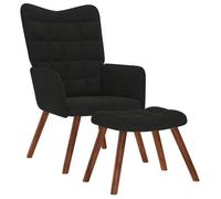 vidaXL Chaise de relaxation 4016827 avec tabouret Noir Velours