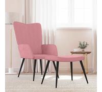 vidaXL Chaise de relaxation avec tabouret Rose Velours