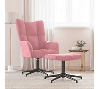 vidaXL Chaise de relaxation avec tabouret Rose Velours