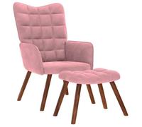 vidaXL Chaise de relaxation avec tabouret Rose Velours, chaise, chaise de salon, fauteuil relax, chaise longue, siège de 4016825