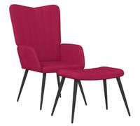 vidaXL Chaise de Relaxation avec Tabouret Rouge Bordeaux Velours
