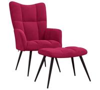vidaXL Chaise de relaxation avec tabouret Rouge bordeaux Velours