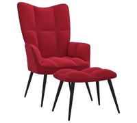 Vidaxl Chaise De Relaxation Avec Tabouret Rouge Bordeaux Velours Rouge