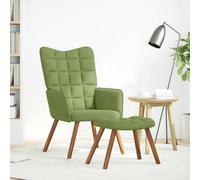 vidaXL Chaise de relaxation avec tabouret Vert clair Velours